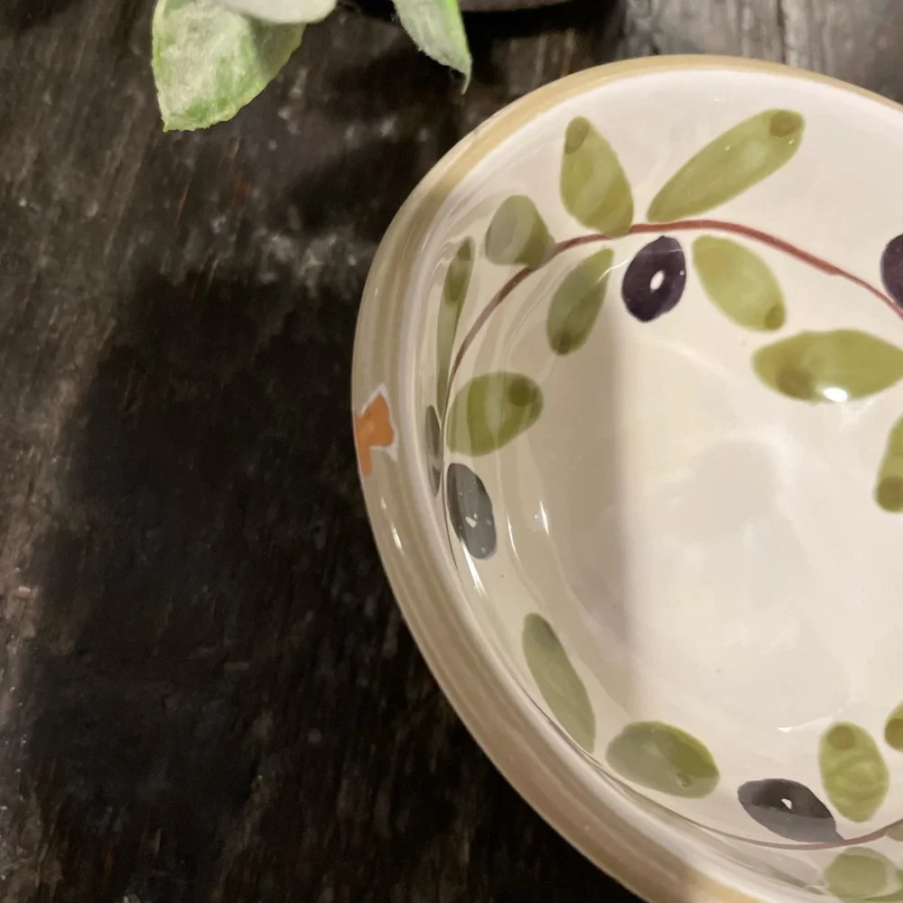 Williams Sonoma Olive Leaf Ceramic Dip/Sauce Bowls